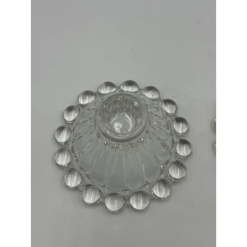 Vintage Anchor Hocking Boopie Berwick Clear Glass Bubble Candlestick Holder (2)